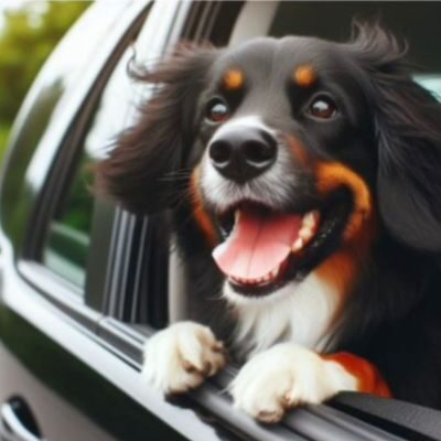 Vehículo de Hotel Canino Ferral recogiendo a un perro para su estancia en el hotel